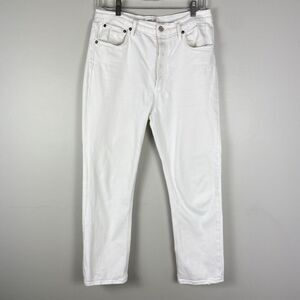 AGolde Jeans Women 29 White 90s Straight Button Fly Denim Jeans Beach Vacation